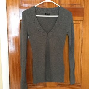 Express Gray V-neck Sweater - Medium